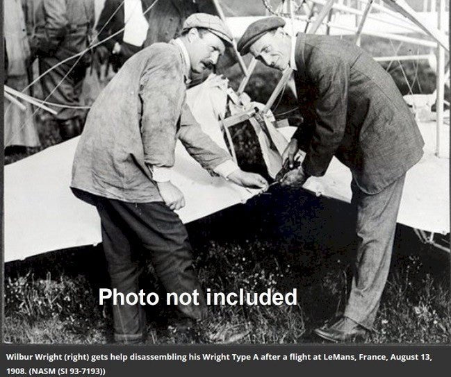 Wright Brothers Original 1908 Vintage Historical AViation TYPE 1 Photo Wilbur Crash