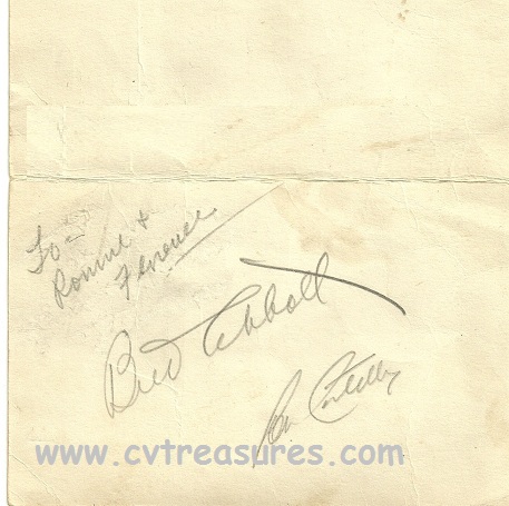 Abbott & Costello in person autographs 1947 - Click Image to Close