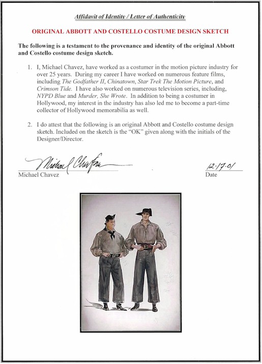 Abbott & Costello Meet Captain Kid, Original Costume Artwork 2 - Click Image to Close