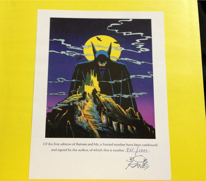 Batman & Me Original Bob Kane Autographed Book with Sketch - Click Image to Close