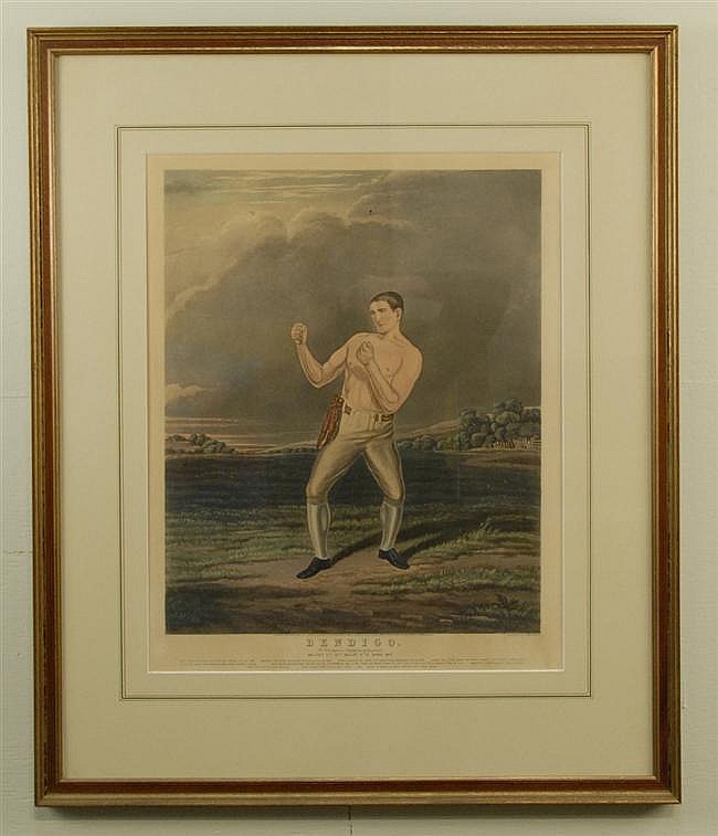Vintage 19th Century Boxing Aquatint Print 1839 Deaf Burke NICE - Click Image to Close