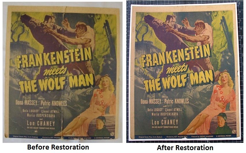 Frankenstein Meets the Wolfman Classic Movie Poster Window Card - Click Image to Close