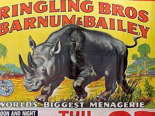 Ringling Bros Barnum and Bailey Circus Poster Hippo 1943 - Click Image to Close