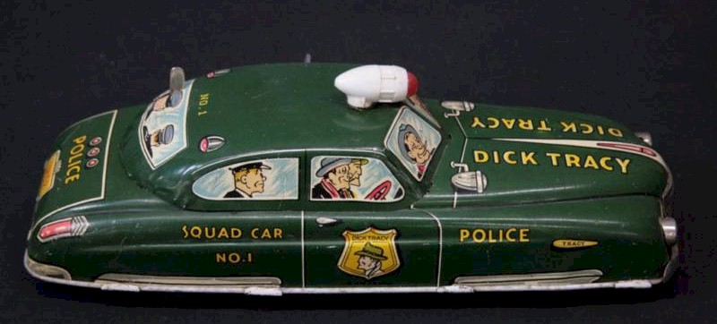 Dick Tracy Marx Tin Wind-up Police Car, 1949 WORKS! - Click Image to Close