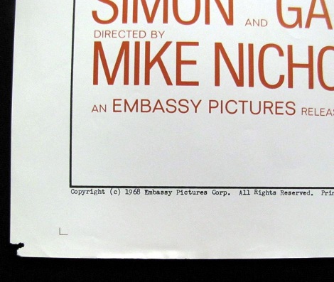 Graduate RARE Embassy One Sheet movie poster 1968 - Click Image to Close