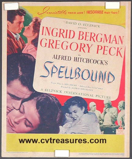 Alfred Hitchcock movie poster one sheet "Spellbound" - Click Image to Close