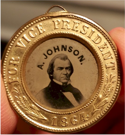 Abraham Lincoln & Johnson Ferrotype Token civil war memorabilia - Click Image to Close