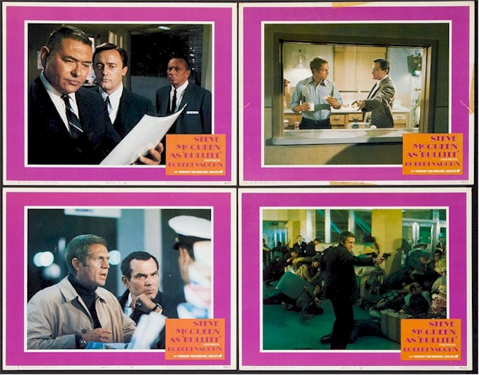 Bullitt, Steve McQueen, Lobby Card Set of 8 Cards 1969 - Click Image to Close