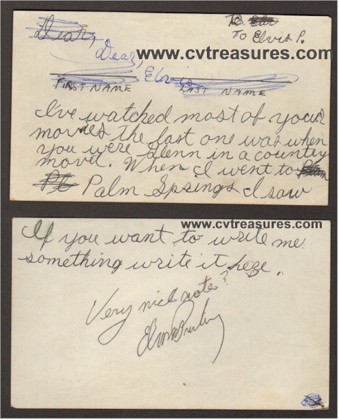Elvis Presley Autograph Vintage note from 11 Year Old Girl - Click Image to Close