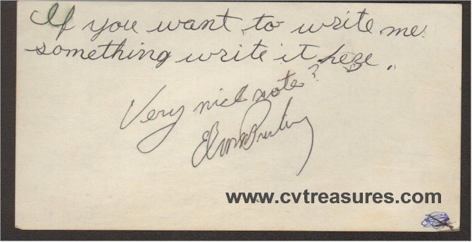 Elvis Presley Autograph Vintage note from 11 Year Old Girl - Click Image to Close