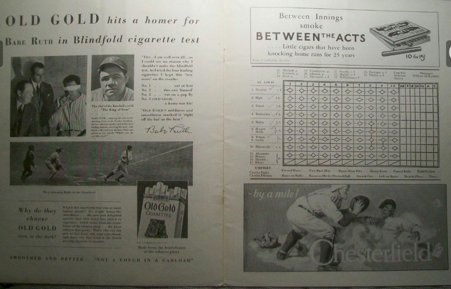 1928 WORLD SERIES BASEBALL PROGRAM Yankees Babe Ruth Lou Gehrig - Click Image to Close