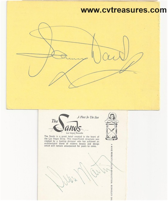 Frank Sinatra & "Rat Pack" Autographs, Sammy Davis Jr, Dean Mart - Click Image to Close