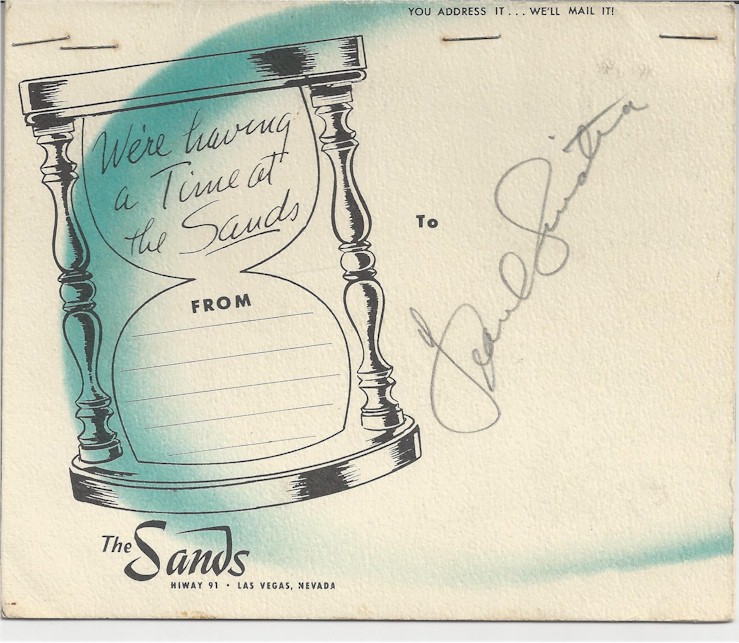 Frank Sinatra Autographed Sands Program In Person 1957 - Click Image to Close