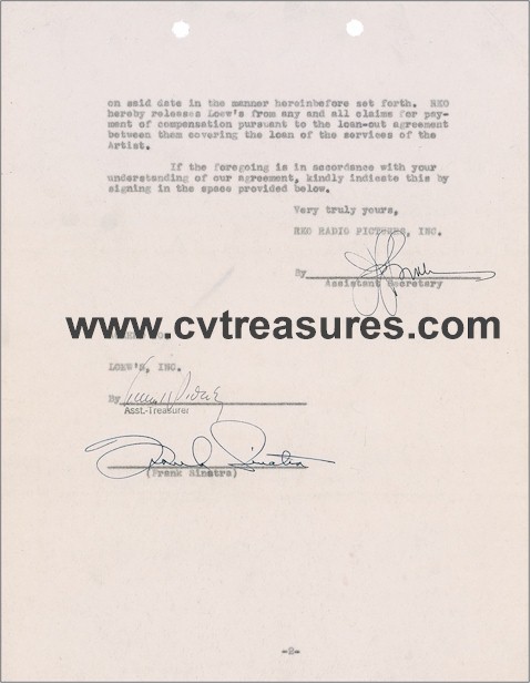 Frank Sinatra HISTORICAL Signed Contract 1945 - Click Image to Close