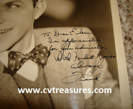 Frank Sinatra Autographed photo to Eileen Barton - Click Image to Close