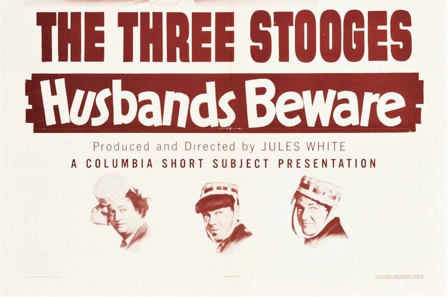 Husbands Beware Stooges Original Vintage Movie Poster One Sheet - Click Image to Close