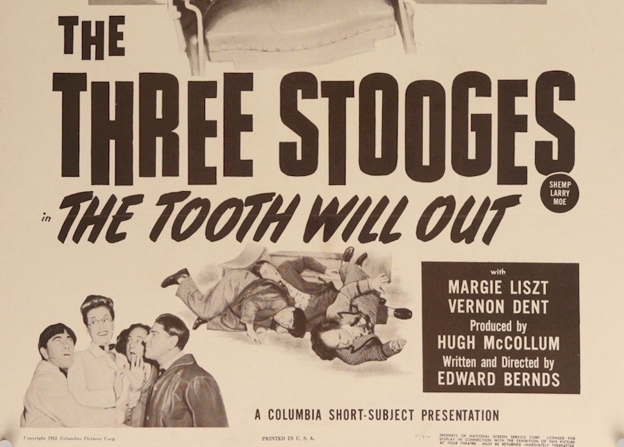 TOOTH WILL OUT Three Stooges Vintage Movie Poster one sheet 51 - Click Image to Close