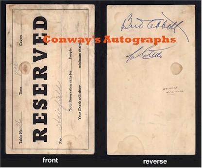 Abbott & Costello, Authentic Vintage IN-PERSON signed Autographs - Click Image to Close