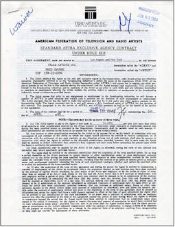 Fred Gwynne "Munsters" Autographed Signed Contract - Click Image to Close