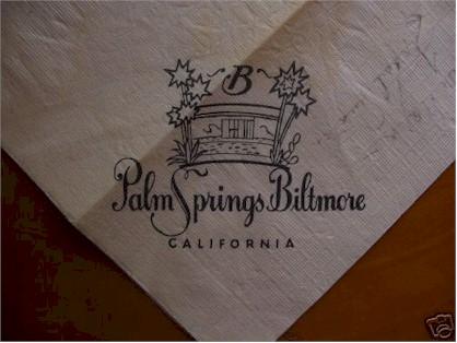 Frank Sinatra Autographed Signed Palm Springs Biltmore Napkin - Click Image to Close