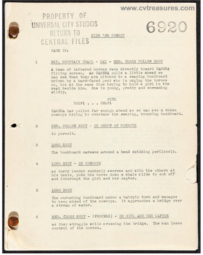Abbott & Costello Ride 'Em Cowboy Original Vintage Movie Script ...