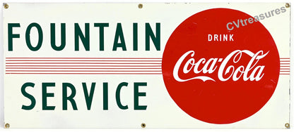 Vintage Advertising Coca-Cola Drink Coca-Cola / Fountain Service Porcelain Sign 1930s/40s
