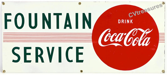 Vintage Advertising Coca-Cola Drink Coca-Cola / Fountain Service Porcelain Sign 1930s/40s