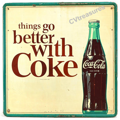 Vintage Advertising Coca-Cola Things Go Better With Coke Tin Litho Sign