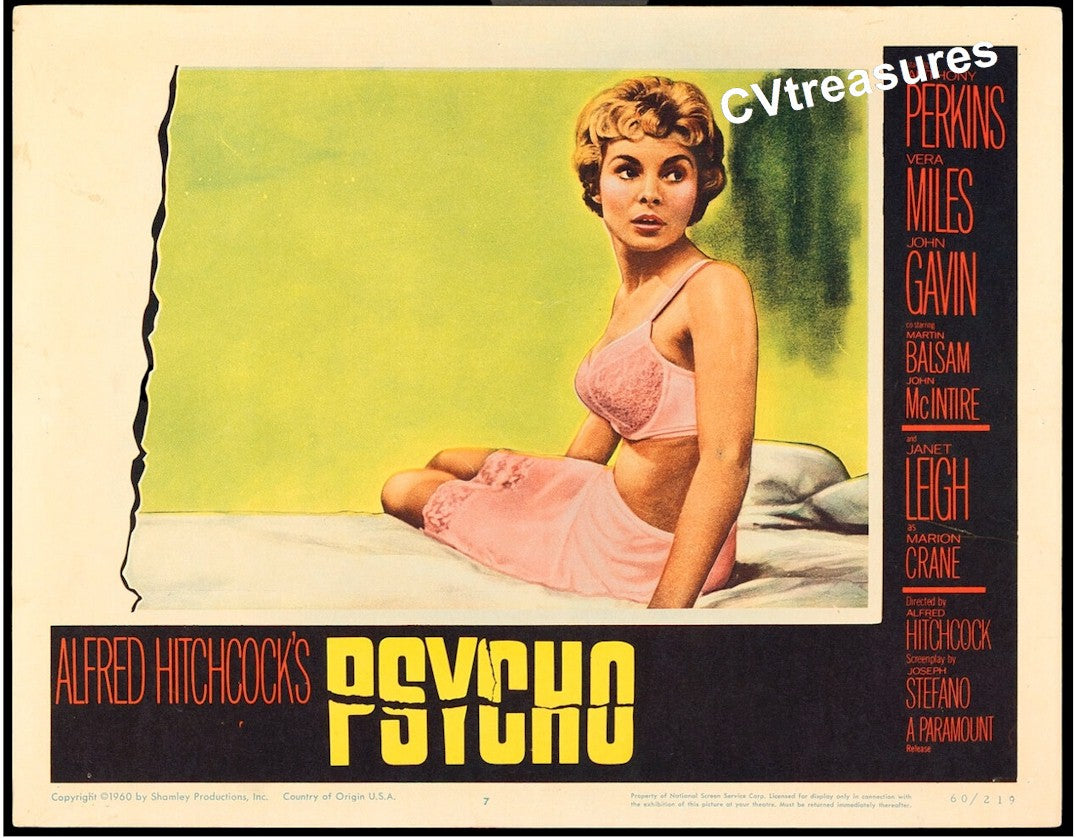 PSYCHO Original Vintage Historical Lobby Card Movie Poster Alfred Hitchcock 1960 7