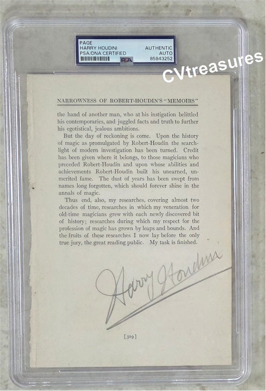 HARRY HOUDINI SIGNED AUTOGRAPHED Rare Historic Magic Book 1908 PSA Authenticated