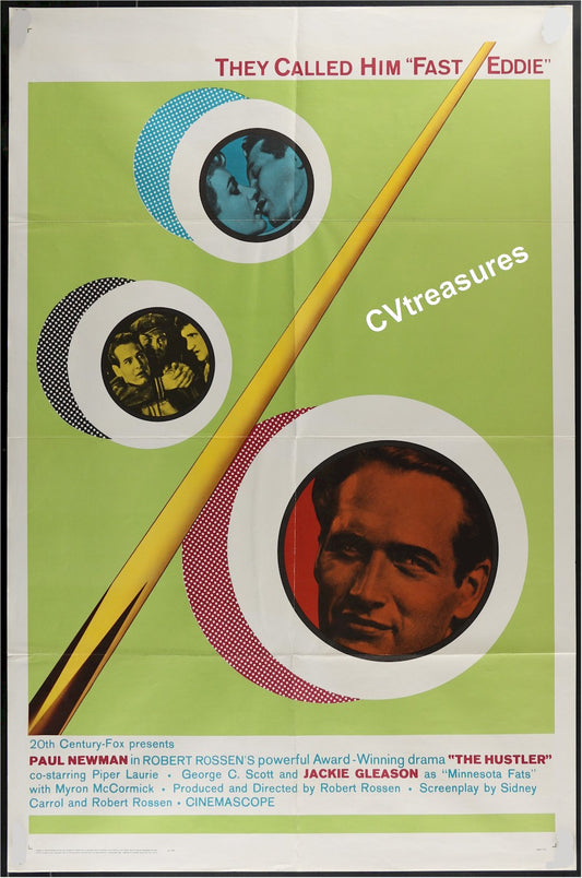 Historic Vintage Movie Poster One Sheet THE HUSTLER Paul Newman Jackie Gleason Guaranteed Authentic Original