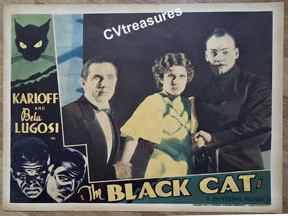 THE BLACK CAT Horror Movie Poster Vintage Lobby Card Boris Karloff Bela Lugosi 1934 A++