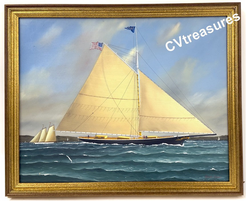 Nautical Art Seascape STUNNING Schooner Oil Marine Painting Jerome Howes luminous Sails 2