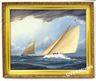 Nautical Art Seascape STUNNING Schooner Oil Marine Painting Jerome Howes luminous Sails ominous clouds 3