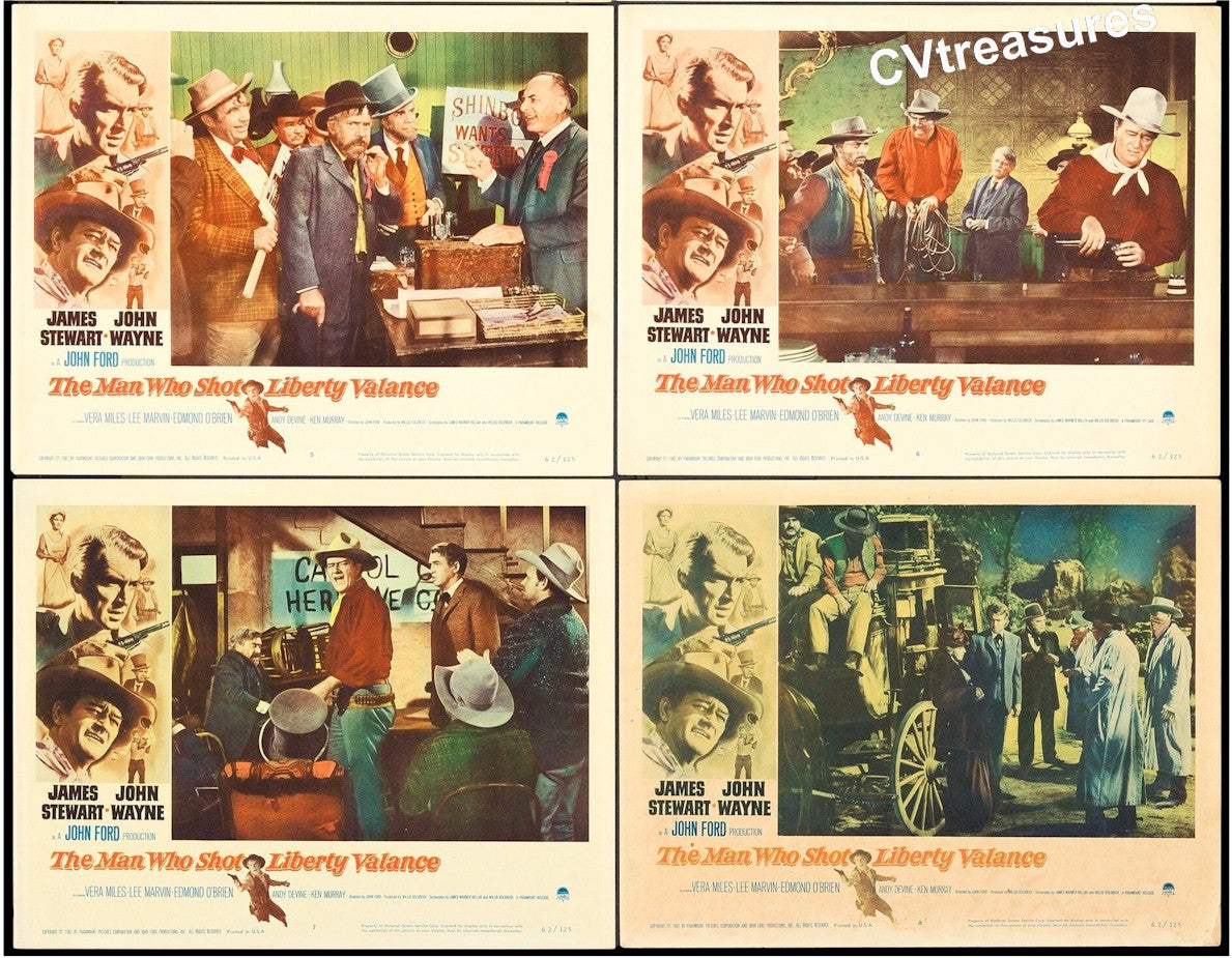 Man Who Shot Liberty Valance Vintage Movie Poster Lobby Card SET John Wayne James Stewart 1962