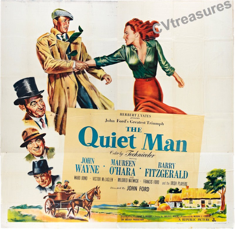 The Quiet Man Original Vintage SIX Sheet Movie Theater Poster John Wayne Maureen O'Hara Guaranteed Authentic A++