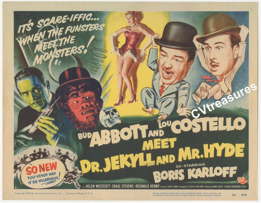 Abbott and Costello Meet Dr. Jekyll and Mr. Hyde Rare Original Vintage Title Lobby Card Movie Poster 1953