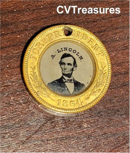 Abraham Lincoln Andrew Johnson 1864 Historic Photograph Original Antique Civil War era Ferrotype Campaign Token