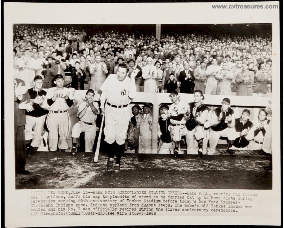 Babe Ruth Original Vintage Baseball Wire Photo 1948 – CVTreasures