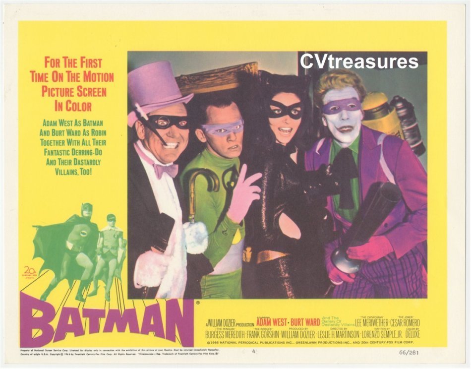 Batman original vintage lobby card movie poster four villians