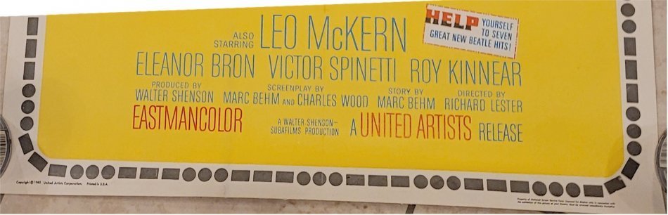 Beatles HELP Original Authentic Vintage movie poster One Sheet