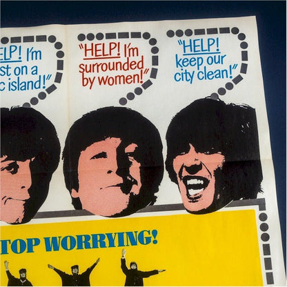 Beatles HELP Original Authentic vintage one sheet Movie Theater poster 1965