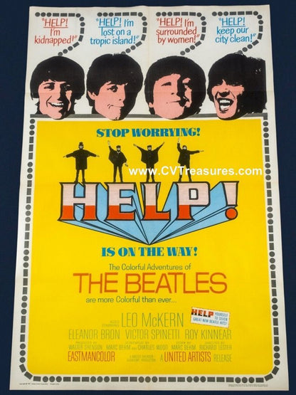 Beatles HELP Original vintage one sheet Movie Theater poster 1968