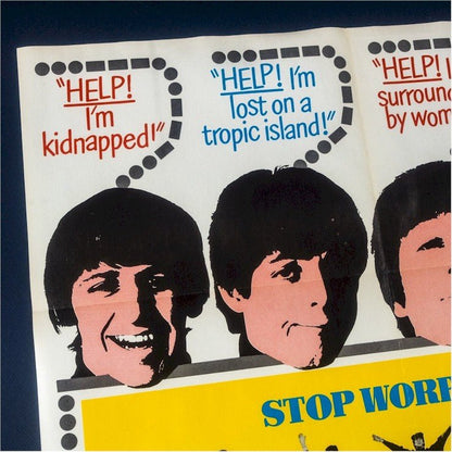 Beatles HELP Original Authentic vintage one sheet Movie Theater poster 1965