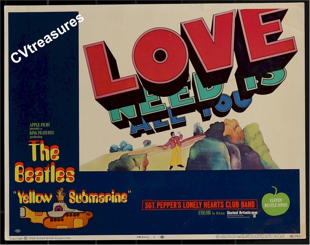Beatles Yellow Sumarine Memorabilia Original Vintage Movie Poster Lobby Cards GORGEOUS 5