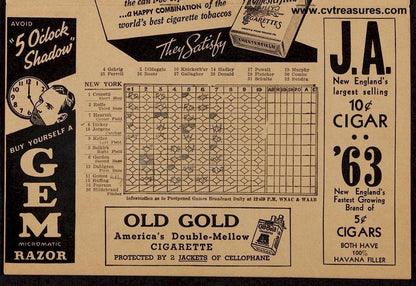 Boston Red Sox vs NY Yankess Original Vintage 1939 Scorecard