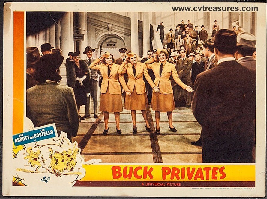 Buck Privates, 1941 Original Vintage Lobby Card Movie Poster Bud Abbott, Lou Costello and Andrew Sisters Guaranteed Authentic
