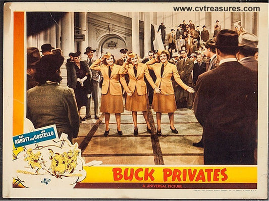 Buck Privates, 1941 Original Vintage Lobby Card Movie Poster Bud Abbott, Lou Costello and Andrew Sisters Guaranteed Authentic