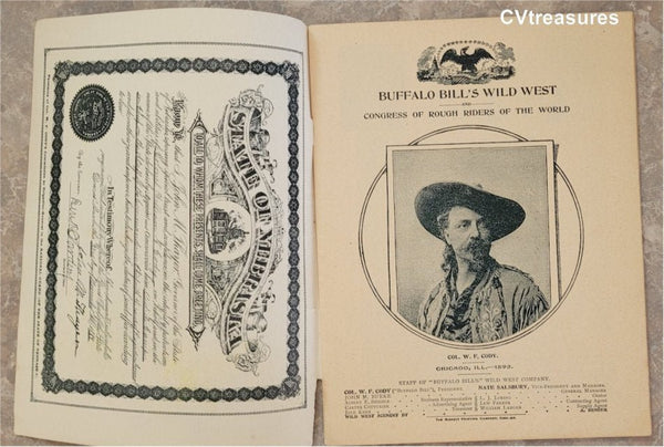 Buffalo Bill Cody Antique Official Wild West Show Program 1893 A Vinta ...