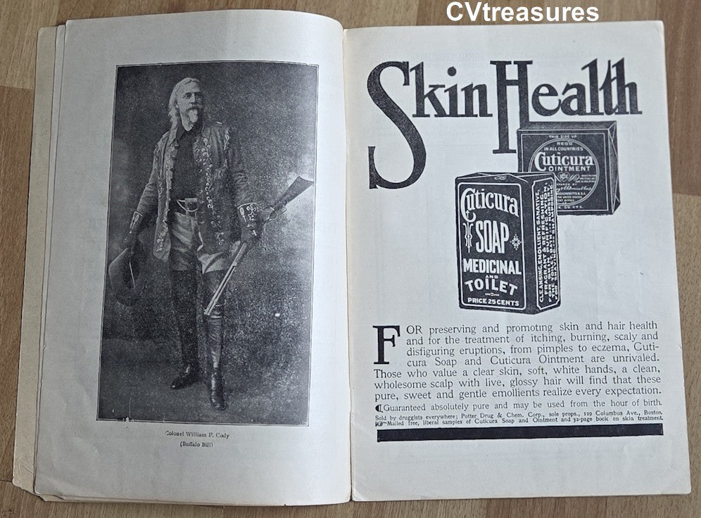 アメリカ カウボーイ Buffalo Bill 本革 掛飾 収蔵品 二十世紀初期 Buffalo Bill Cody Wild West Show Program RARE 1910 – Authentic